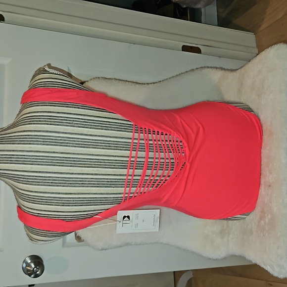 TINIBIKINI One Piece Swimwear Coral Fire Color Strappy Cut Out Style 7230 SW SzL - Picture 4 of 11